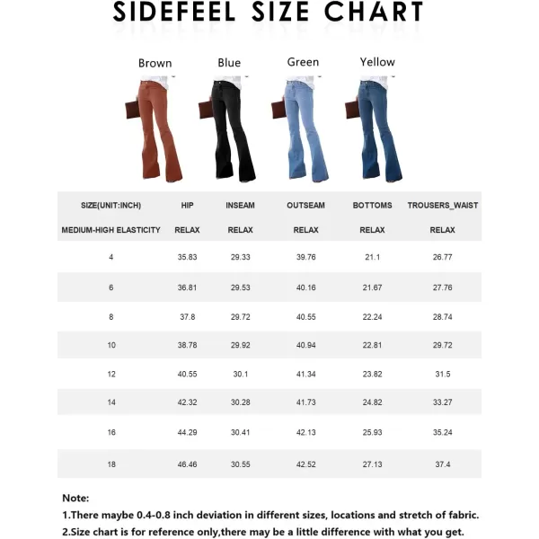 Sidefeel Women Destroyed Flare Jeans Elastic Waist Bell Bottom Raw Hem Denim Pants