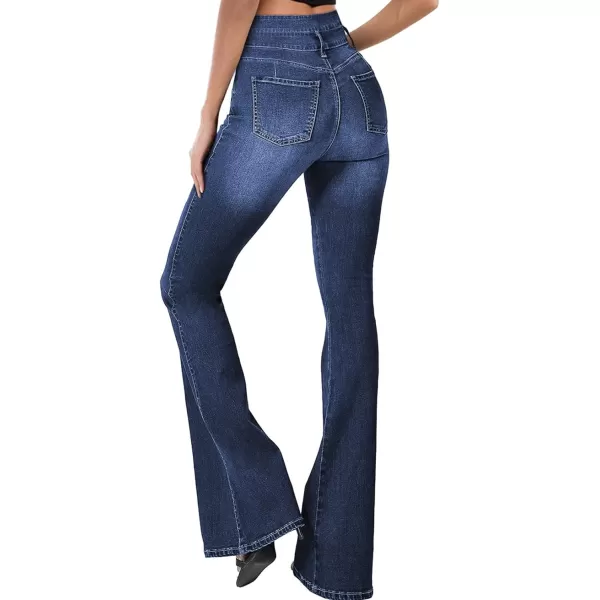 Sidefeel Women High Waisted Destroyed Flared Jeans Bell Bottom Denim Pants