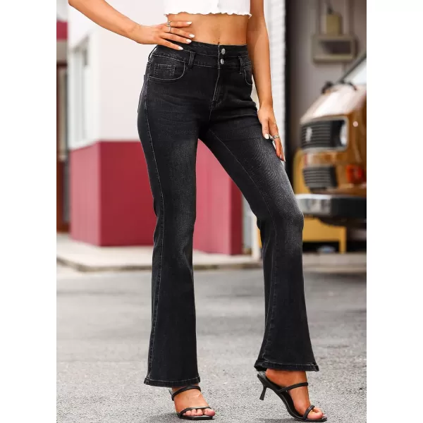 Sidefeel Women High Waisted Destroyed Flared Jeans Bell Bottom Denim Pants