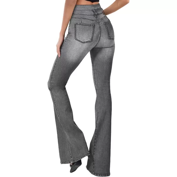 Sidefeel Women High Waisted Destroyed Flared Jeans Bell Bottom Denim Pants