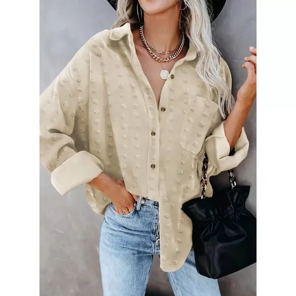 Sidefeel Women Long Sleeve Button Down Shirt Solid Casual Blouse Tops
