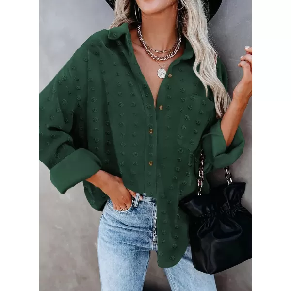 Sidefeel Women Long Sleeve Button Down Shirt Solid Casual Blouse Tops
