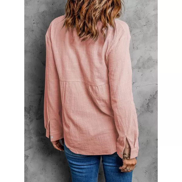Sidefeel Women Long Sleeve Button Down Shirt Solid Casual Blouse Tops