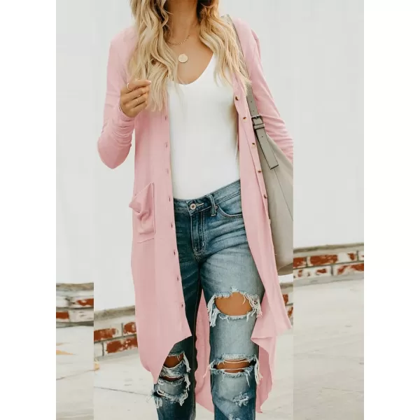 Sidefeel Women Long Sleeve Solid Color Button Down Knit Ribbed Cardigans Outwear