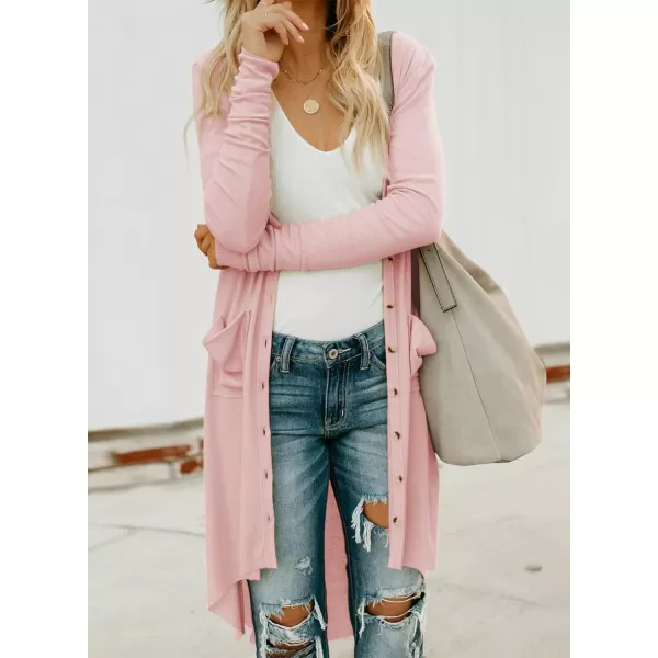 Sidefeel Women Long Sleeve Solid Color Button Down Knit Ribbed Cardigans Outwear