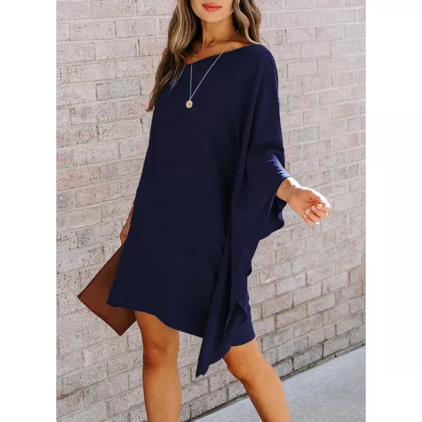 Sidefeel Women One Shoulder Ruffled Draped Loose Cocktail Mini Dress