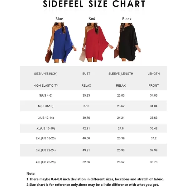 Sidefeel Women One Shoulder Ruffled Draped Loose Cocktail Mini Dress