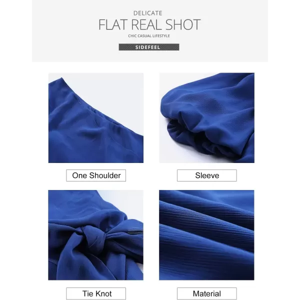 Sidefeel Women One Shoulder Twist Ruffle Hem Sexy Fitted Short Cocktail Bodycon Mini Dress