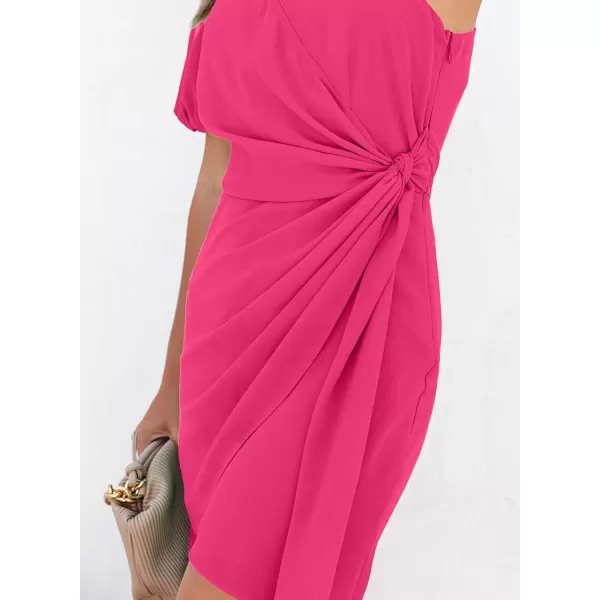 Sidefeel Women One Shoulder Twist Ruffle Hem Sexy Fitted Short Cocktail Bodycon Mini Dress