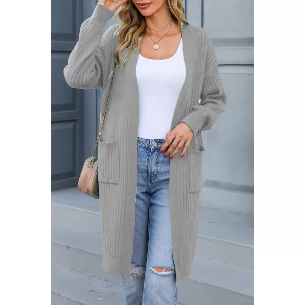 Sidefeel Women Open Front Ribbed Sweater Cardigan Long Sleeve Knit Outwear with Pockets