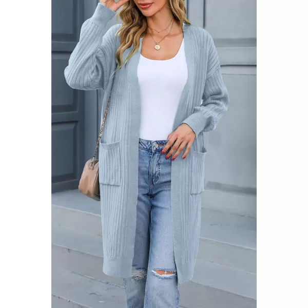 Sidefeel Women Open Front Ribbed Sweater Cardigan Long Sleeve Knit Outwear with Pockets