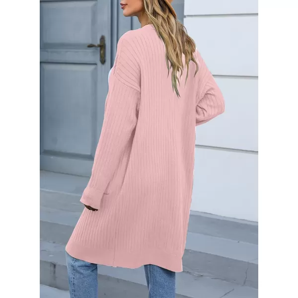 Sidefeel Women Open Front Ribbed Sweater Cardigan Long Sleeve Knit Outwear with Pockets
