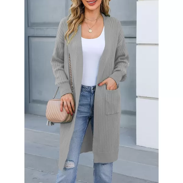 Sidefeel Women Open Front Ribbed Sweater Cardigan Long Sleeve Knit Outwear with Pockets