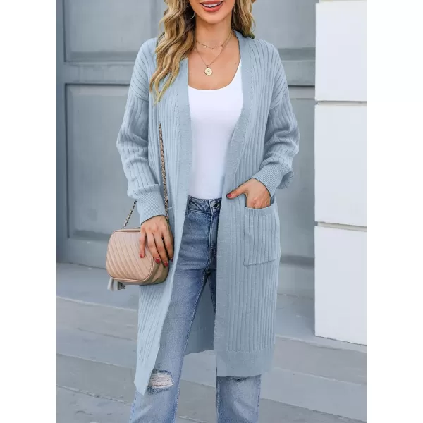 Sidefeel Women Open Front Ribbed Sweater Cardigan Long Sleeve Knit Outwear with Pockets