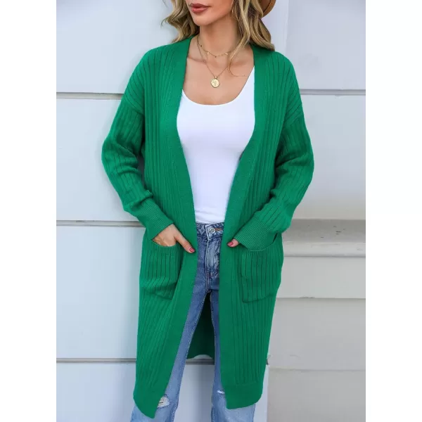 Sidefeel Women Open Front Ribbed Sweater Cardigan Long Sleeve Knit Outwear with Pockets