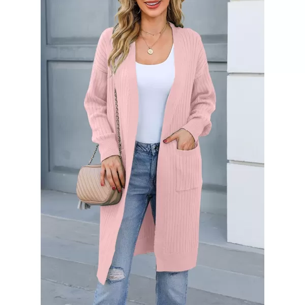 Sidefeel Women Open Front Ribbed Sweater Cardigan Long Sleeve Knit Outwear with Pockets