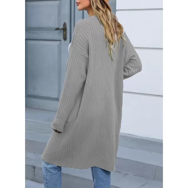 Sidefeel Women Open Front Ribbed Sweater Cardigan Long Sleeve Knit Outwear with Pockets