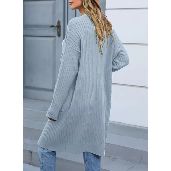 Sidefeel Women Open Front Ribbed Sweater Cardigan Long Sleeve Knit Outwear with Pockets