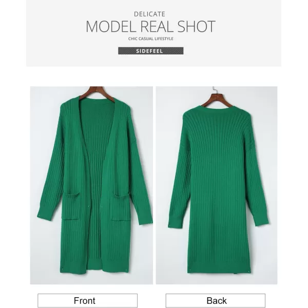 Sidefeel Women Open Front Ribbed Sweater Cardigan Long Sleeve Knit Outwear with Pockets