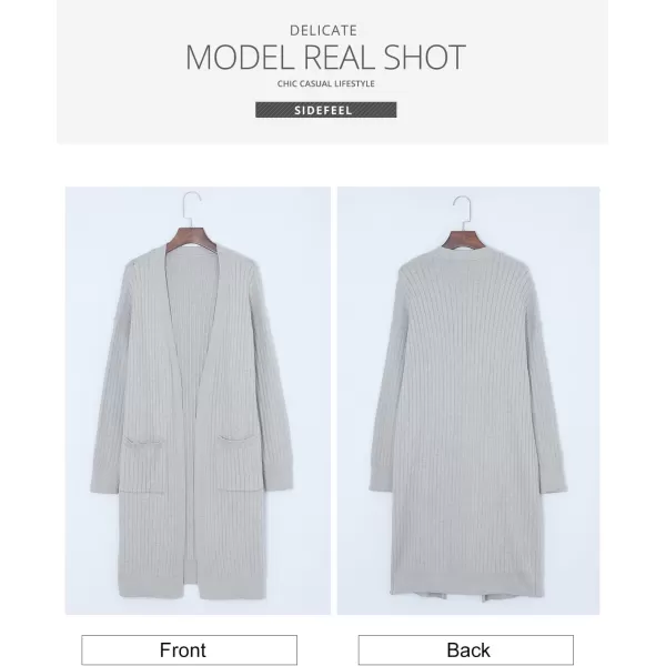 Sidefeel Women Open Front Ribbed Sweater Cardigan Long Sleeve Knit Outwear with Pockets
