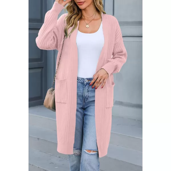 Sidefeel Women Open Front Ribbed Sweater Cardigan Long Sleeve Knit Outwear with Pockets