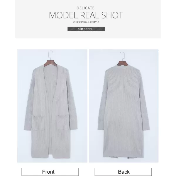 Sidefeel Women Open Front Ribbed Sweater Cardigan Long Sleeve Knit Outwear with Pockets