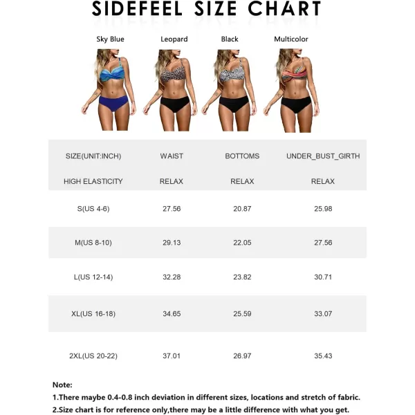 Sidefeel Women Stripes Halter Tummy Control Twist Bandeau Bikini Set Two Piece Swimsuits