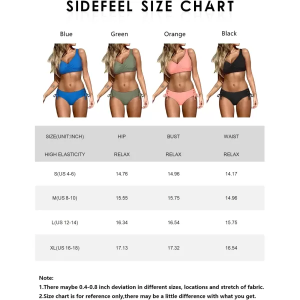 Sidefeel Women Stripes Halter Tummy Control Twist Bandeau Bikini Set Two Piece Swimsuits