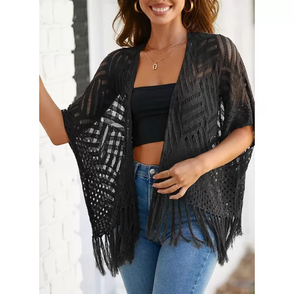Sidefeel Women's 2024 Cropped Crochet Top Lightweight Summer Cardigan Beach Kimono Cover Ups