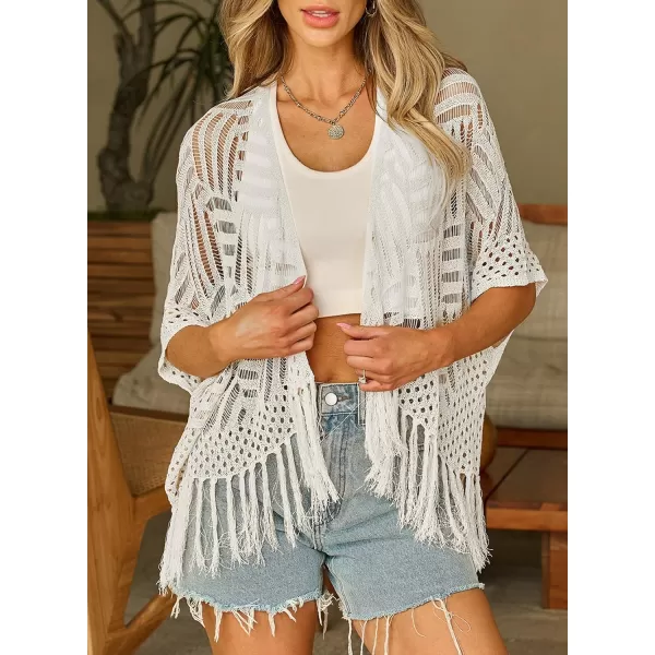Sidefeel Women's 2024 Cropped Crochet Top Lightweight Summer Cardigan Beach Kimono Cover Ups