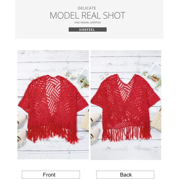 Sidefeel Women's 2024 Cropped Crochet Top Lightweight Summer Cardigan Beach Kimono Cover Ups