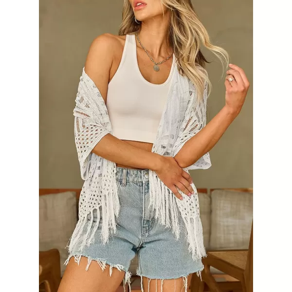 Sidefeel Women's 2024 Cropped Crochet Top Lightweight Summer Cardigan Beach Kimono Cover Ups