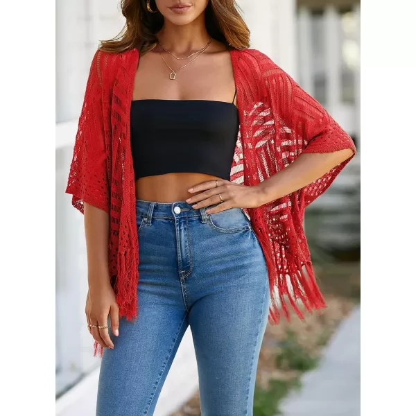Sidefeel Women's 2024 Cropped Crochet Top Lightweight Summer Cardigan Beach Kimono Cover Ups