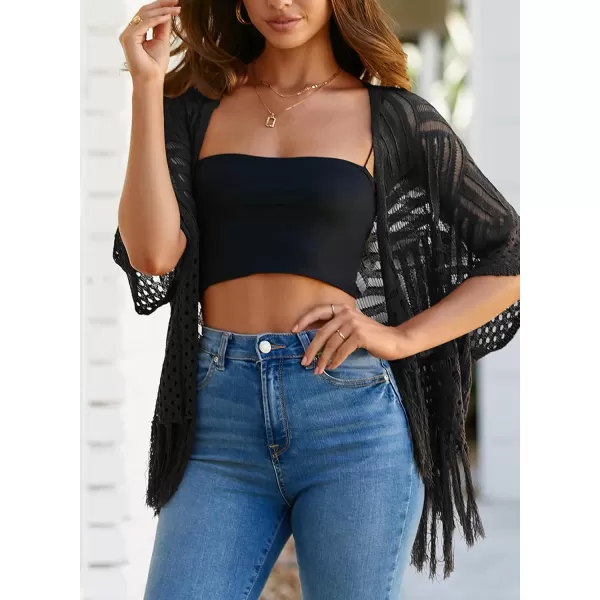 Sidefeel Women's 2024 Cropped Crochet Top Lightweight Summer Cardigan Beach Kimono Cover Ups