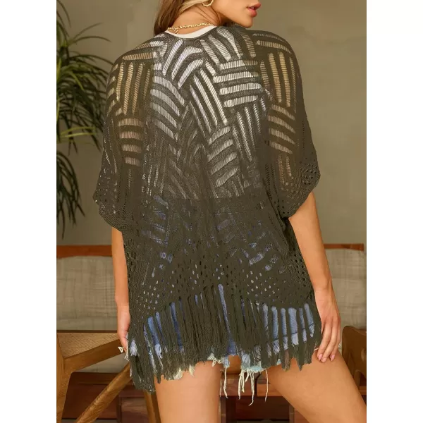 Sidefeel Women's 2024 Cropped Crochet Top Lightweight Summer Cardigan Beach Kimono Cover Ups