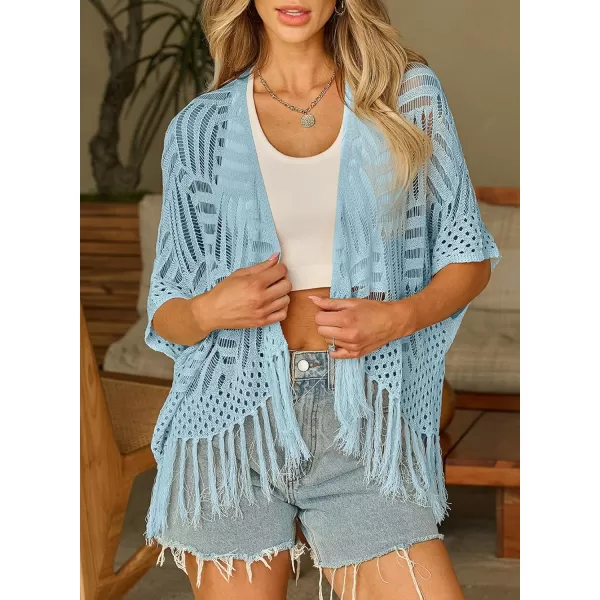 Sidefeel Women's 2024 Cropped Crochet Top Lightweight Summer Cardigan Beach Kimono Cover Ups