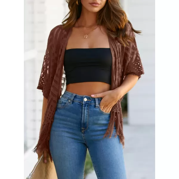 Sidefeel Women's 2024 Cropped Crochet Top Lightweight Summer Cardigan Beach Kimono Cover Ups