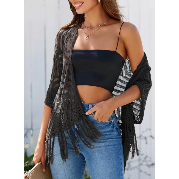 Sidefeel Women's 2024 Cropped Crochet Top Lightweight Summer Cardigan Beach Kimono Cover Ups