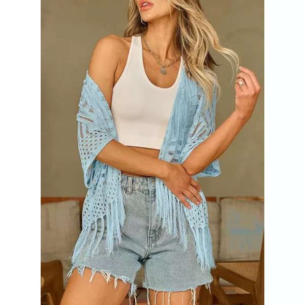 Sidefeel Women's 2024 Cropped Crochet Top Lightweight Summer Cardigan Beach Kimono Cover Ups