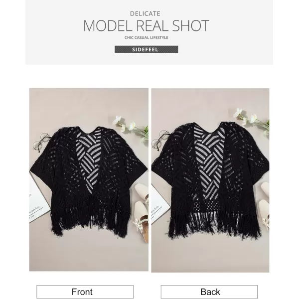 Sidefeel Women's 2024 Cropped Crochet Top Lightweight Summer Cardigan Beach Kimono Cover Ups