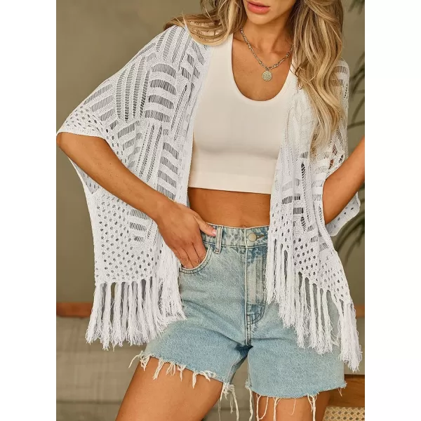 Sidefeel Women's 2024 Cropped Crochet Top Lightweight Summer Cardigan Beach Kimono Cover Ups
