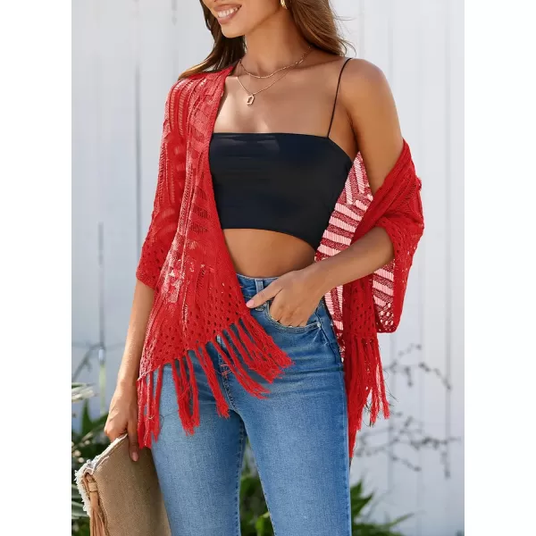 Sidefeel Women's 2024 Cropped Crochet Top Lightweight Summer Cardigan Beach Kimono Cover Ups
