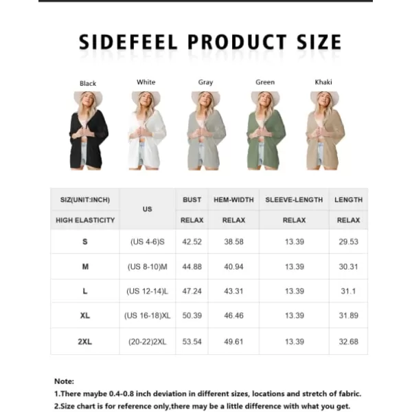 Sidefeel Womens 2024 Lightweight Open Front Cardigan Sweaters Casual 3/4 Sleeve Crochet Knit Boho Kimono Cover Ups