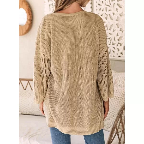 Sidefeel Womens 2024 Lightweight Open Front Cardigan Sweaters Casual 3/4 Sleeve Crochet Knit Boho Kimono Cover Ups