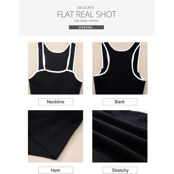 Sidefeel Womens 2024 Summer Bodycon Knit Tank Dress Square Neck Sleeveless Racerback Ribbed Sweater Dresses