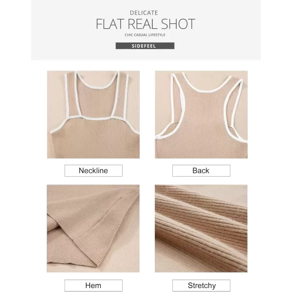 Sidefeel Womens 2024 Summer Bodycon Knit Tank Dress Square Neck Sleeveless Racerback Ribbed Sweater Dresses