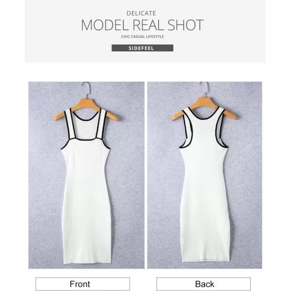 Sidefeel Womens 2024 Summer Bodycon Knit Tank Dress Square Neck Sleeveless Racerback Ribbed Sweater Dresses