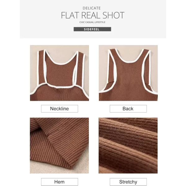 Sidefeel Womens 2024 Summer Bodycon Knit Tank Dress Square Neck Sleeveless Racerback Ribbed Sweater Dresses