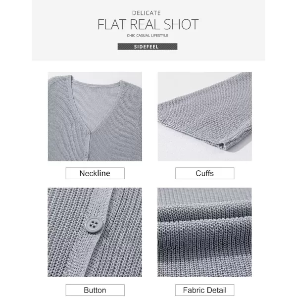 Sidefeel Womens 2024 Summer Cardigans Lightweight Spring Fashion Long Sleeve Knit V Neck Button Up Sweaters