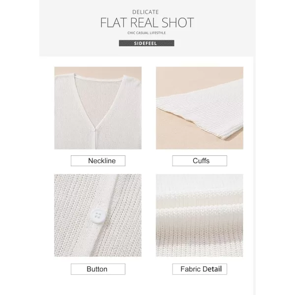 Sidefeel Womens 2024 Summer Cardigans Lightweight Spring Fashion Long Sleeve Knit V Neck Button Up Sweaters